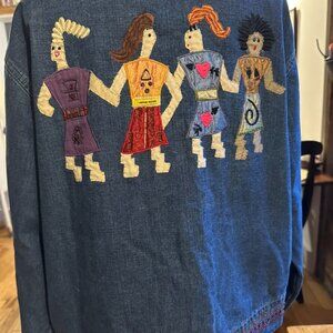 Chico's Design Vintage Beaded Jean Jacket Size 3 (XL - 16)